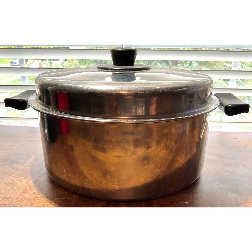 Vintage Revere Ware 1801 Stainless Steel Copper Core Stock Pot Dutch Oven